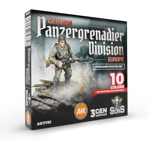 AK Interactive 11781 - Zestaw farb z figurką German Panzergrenadier Division Europe - Wargame Starter Set