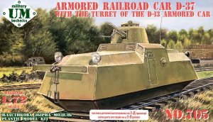 Unimodels UM-MT 705 - 1:72 Armored Railroad Car D-37 with The Turret of The D-13 Armored Car