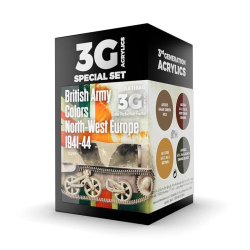 Przejdź do produktu AK Interactive 11680 - Zestaw farb British Army Colors North-West Europe 1941-44