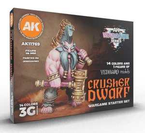 AK Interactive 11769 - Zestaw farb z figurką Crusher Dwarf Wargame Starter Set