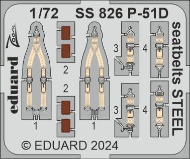Przejdź do produktu Eduard SS826 - 1:72 P-51D seatbelts - Steel