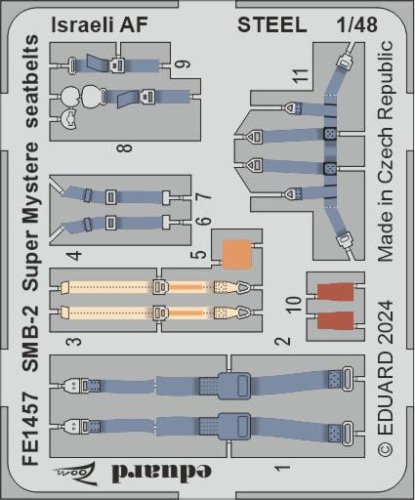 Przejdź do produktu Eduard FE1457 - 1:48 SMB-2 Super Mystere seatbelts Israeli - Steel