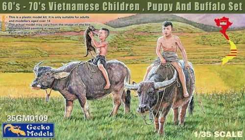 Przejdź do produktu Gecko Models 35GM0109 - 1:35 60'-70's Vietnamese Children, Puppy and Buffalo Set