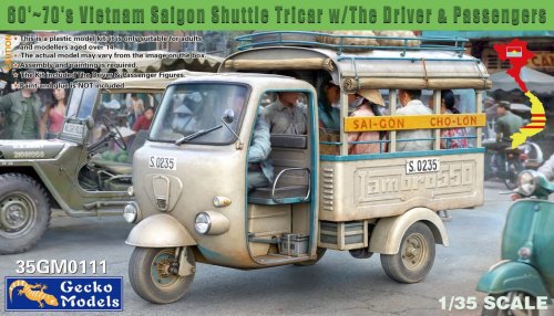 Przejdź do produktu Gecko Models 35GM0111 - 1:35 60'-70's Saigon Shuttle Motor-Tricycle w/ The Driver & Passengers