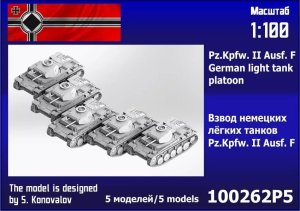 Zebrano 100-262P5 - 1:100 Pz.Kpfw. II Ausf. F German Light Tank Platoon 5 pcs