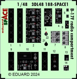 Eduard 3DL48188 - 1:48 B-17F radio compartment Space 3D Decals + PE