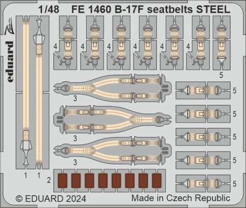 Przejdź do produktu Eduard FE1460 - 1:48 B-17F seatbelts - Steel