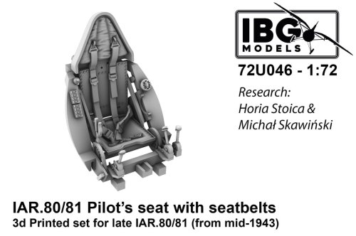 Przejdź do produktu IBG 72U046 - 1:72 Pilot's Seat with Seatbelts for I.A.R. 80/81 Late, Armored, Used from Mid 1943 3D Printed Set