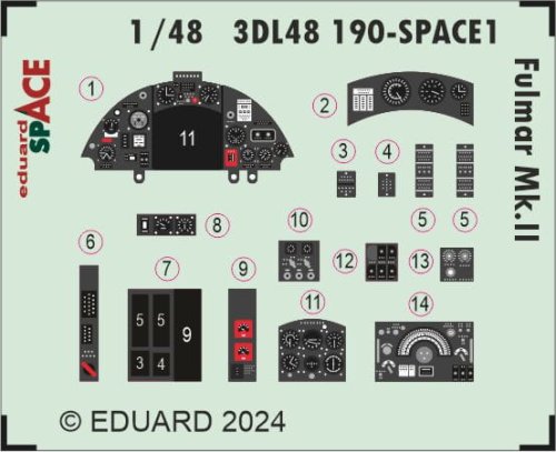 Przejdź do produktu Eduard 3DL48190 - 1:48 Fulmar Mk.II Space 3D Decals + PE
