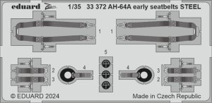 Eduard 33372 - 1:35 AH-64A early seatbelts - Steel