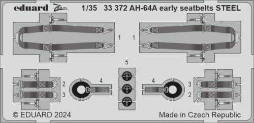 Przejdź do produktu Eduard 33372 - 1:35 AH-64A early seatbelts - Steel