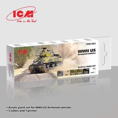Przejdź do produktu ICM 3062 - Zestaw farb WWII US Armored Vehicles