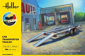 Heller 56774 - 1:24 Car Transporter Trailer model z farbami