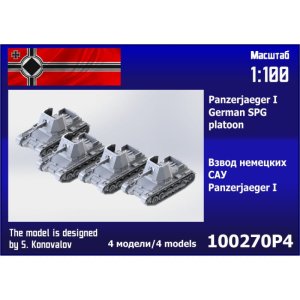 Zebrano 100-270P4 - 1:100 Panzerjaeger I German SPG Platoon 4 pcs