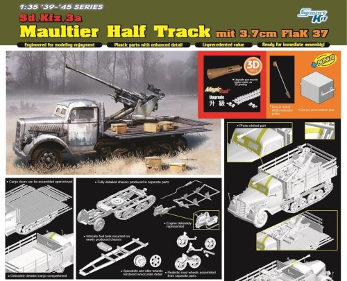 Przejdź do produktu Dragon 6788 - 1:35 Sd.Kfz. 3a Maultier Half Track mit 3,7 cm FlaK 37