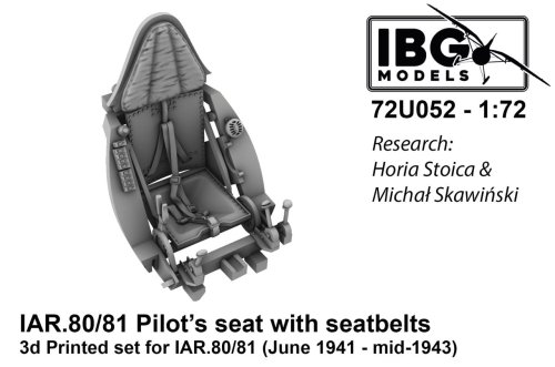 Przejdź do produktu IBG 72U052 - 1:72 IAR.80/81 Pilot's seat with seatbelts June 1941 - mid-1943 3D Printed set