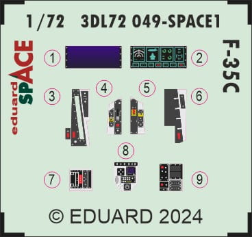 Przejdź do produktu Eduard 3DL72049 - 1:72 F-35C Space 3D Decals + PE