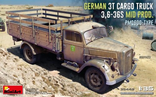 Przejdź do produktu Miniart 35449 - 1:35 German 3T Cargo Truck 3,6-36S Mid Prod. PMQ600 type