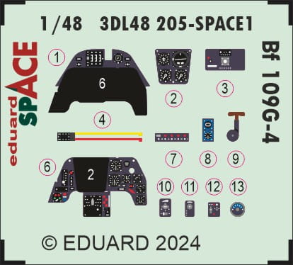 Przejdź do produktu Eduard 3DL48205 - 1:48 Bf 109G-4 Space 3D Decals + PE