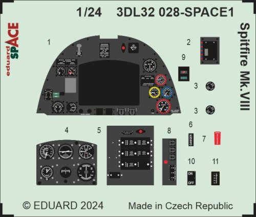 Przejdź do produktu Eduard 3DL32028 - 1:24 Spitfire Mk.VIII Space 3D Decals + PE