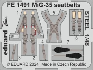Eduard FE1491 - 1:48 MiG-35 seatbelts - Steel