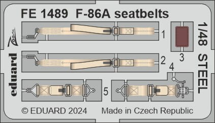 Przejdź do produktu Eduard FE1489 - 1:48 F-86A seatbelts - Steel