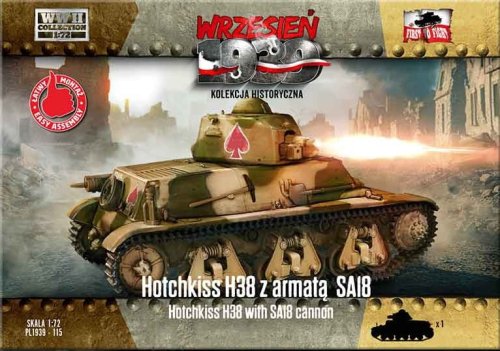 Przejdź do produktu First To Fight 115 - Wrzesień 1939 - 1:72 Hotchkiss H38 z armatą SA18 - Gazetka w zestawie z modelem