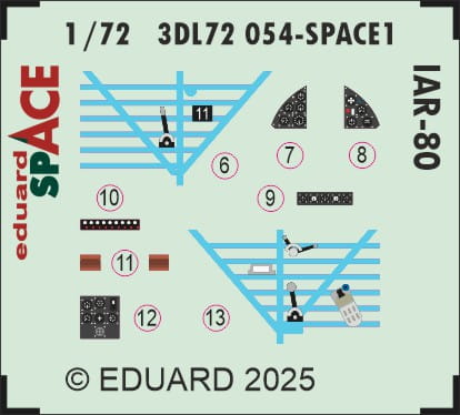 Przejdź do produktu Eduard 3DL72054 - 1:72 IAR-80 Space 3D Decals + PE