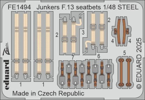 Przejdź do produktu Eduard FE1494 - 1:48 Junkers F.13 seatbelts - Steel