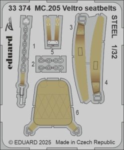 Eduard 33374 - 1:32 MC.205 Veltro seatbelts - Steel