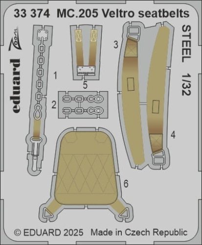 Przejdź do produktu Eduard 33374 - 1:32 MC.205 Veltro seatbelts - Steel