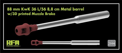 Przejdź do produktu Rye Field Model 2086 - 1:35 88 mm KwK 36 L/56 8,8 cm Metal Barrel w/ 3D Printed Muzzle Brake for Tiger I Series