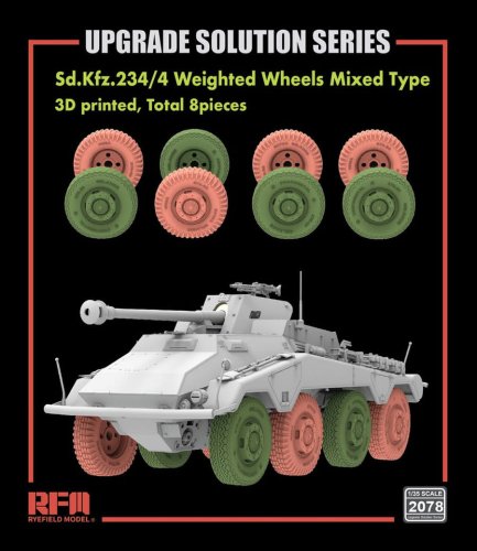 Przejdź do produktu Rye Field Model 2078 - 1:35 Sd.Kfz.234/4 3D Printed Wheels Mixed Type (Type A 4 pcs + Type B 4 pcs)