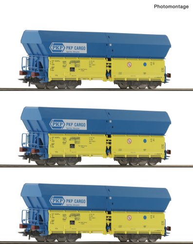 Przejdź do produktu Roco 6600136 H0 - Zestaw 3 wagonów towarowych samowyładowczych typu Falns, PKP, ep.V-VI