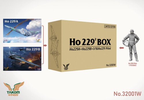 Przejdź do produktu Takom 32001W - 1:32 Ho 229 Box Ho229A + Ho229B+1/16 Ho229 Pilot - Limited Edition
