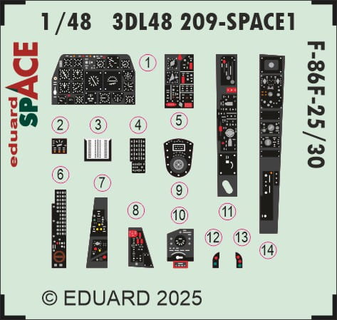 Przejdź do produktu Eduard 3DL48209 - 1:48 F-86F-25/30 Space 3D Decals + PE