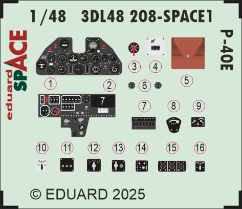 Przejdź do produktu Eduard 3DL48208 - 1:48 P-40E Space 3D Decals + PE