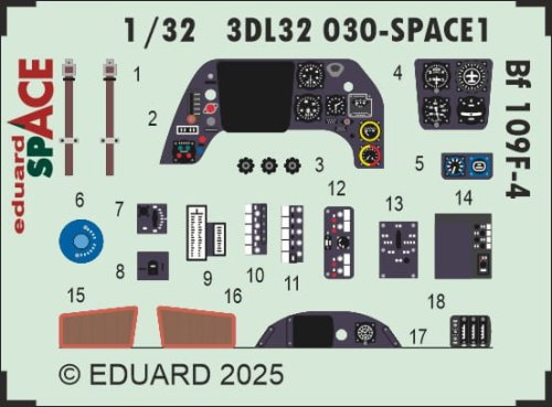 Przejdź do produktu Eduard 3DL32030 - 1:32 Bf 109F-4 Space 3D Decals + PE