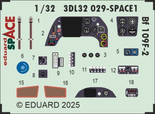Przejdź do produktu Eduard 3DL32029 - 1:32 Bf 109F-2 Space 3D Decals + PE