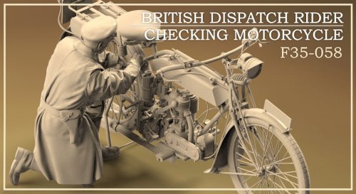 Przejdź do produktu Copper State Models CSM F35058 - 1:35 British Dispatch Rider Checking Motorcycle