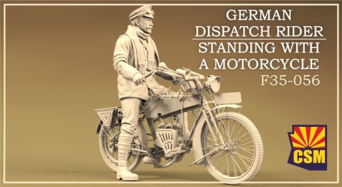 Przejdź do produktu Copper State Models CSM F35056 - 1:35 German Dispatch Rider Standing with a Motorcycle