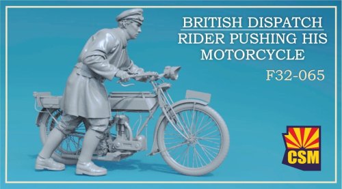 Przejdź do produktu Copper State Models CSM F32065 - 1:32 British Dispatch Rider Pushing His Motorcycle