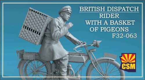 Przejdź do produktu Copper State Models CSM F32063 - 1:32 British Dispatch Rider with a Basket of Pigeons