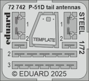 Eduard 72742 - 1:72 P-51D tail antennas - Steel