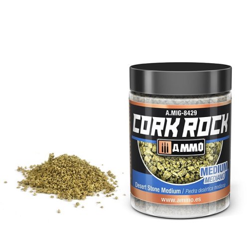Przejdź do produktu Ammo Mig 8429 - Posypka z mielonego korka do makiet, jasny kamień średnia 100 ml