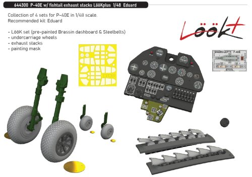 Przejdź do produktu Eduard 644300 - 1:48 P-40E w/ fishtail exhaust stacks LööKplus