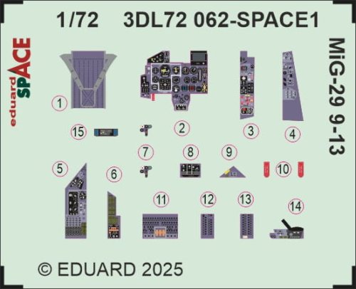 Przejdź do produktu Eduard 3DL72062 - 1:72 MiG-29 9-13 Space 3D Decals + PE
