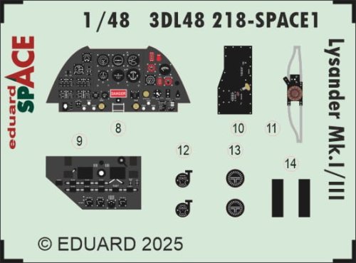 Przejdź do produktu Eduard 3DL48218 - 1:48 Lysander Mk.I/III  Space 3D Decals + PE