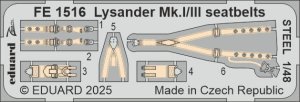 Eduard FE1516 - 1:48 Lysander Mk.I/III seatbelts - Steel