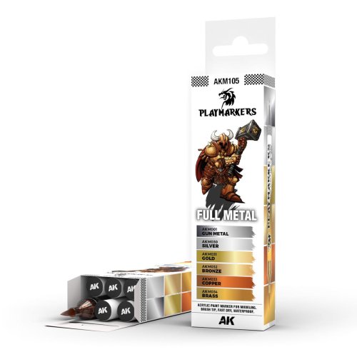 Przejdź do produktu AK Interactive AKM105 - Zestaw 6 markerów do malowania figurek Playmarkers Full Metal